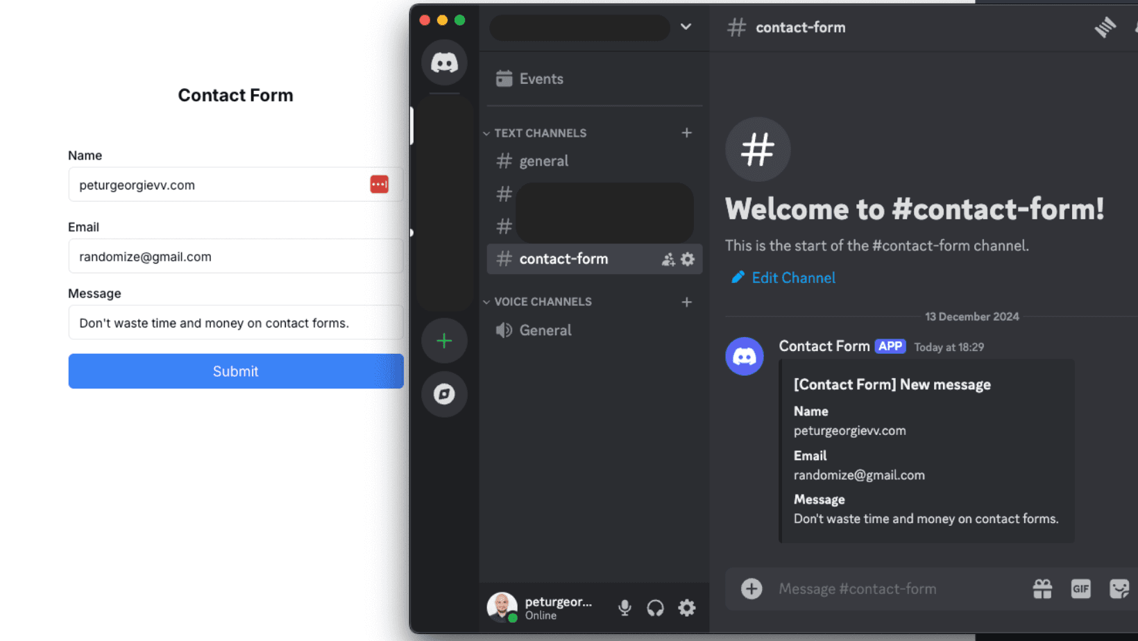 Discord Contact Form