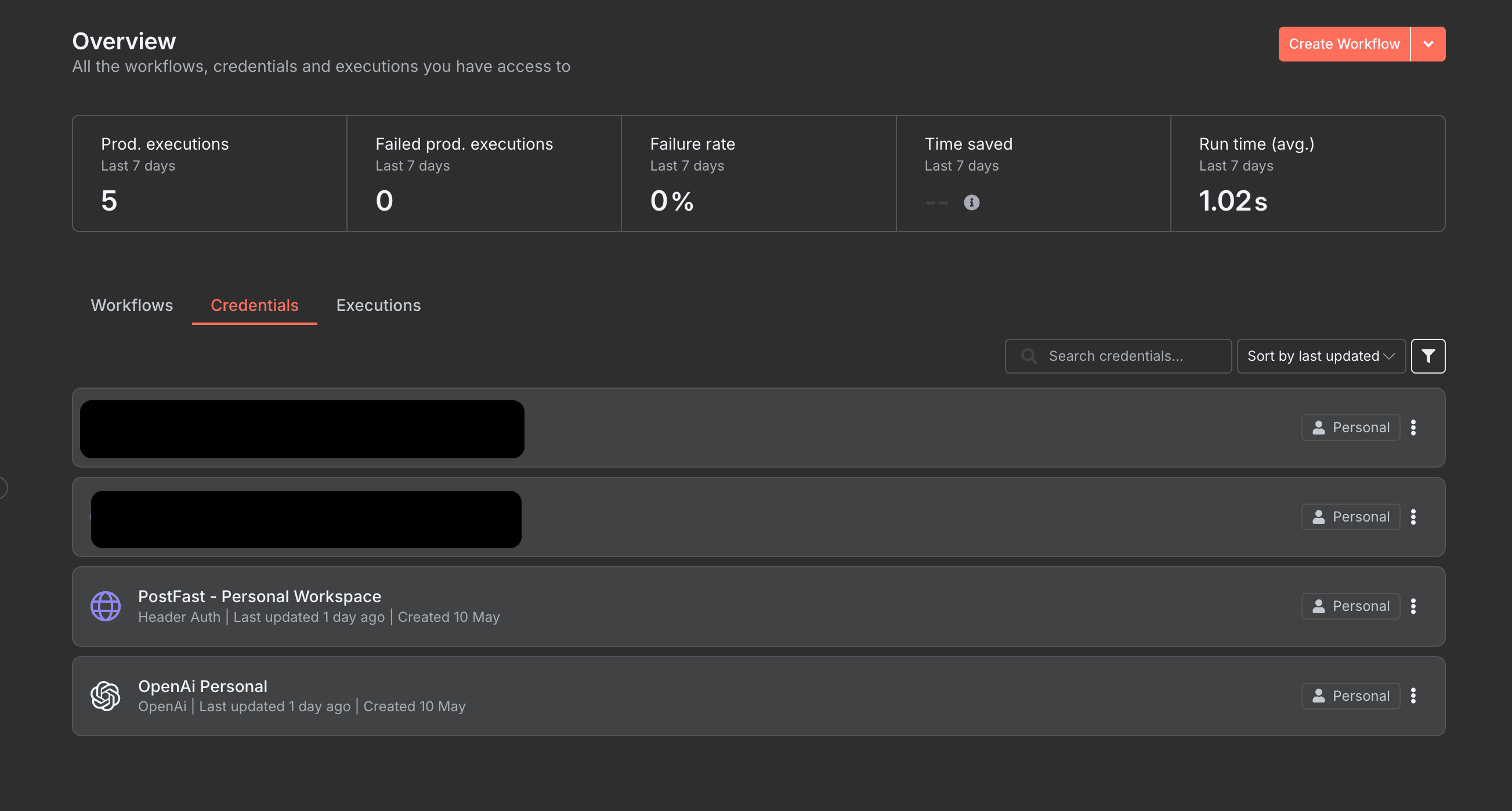 n8n workflow credentials