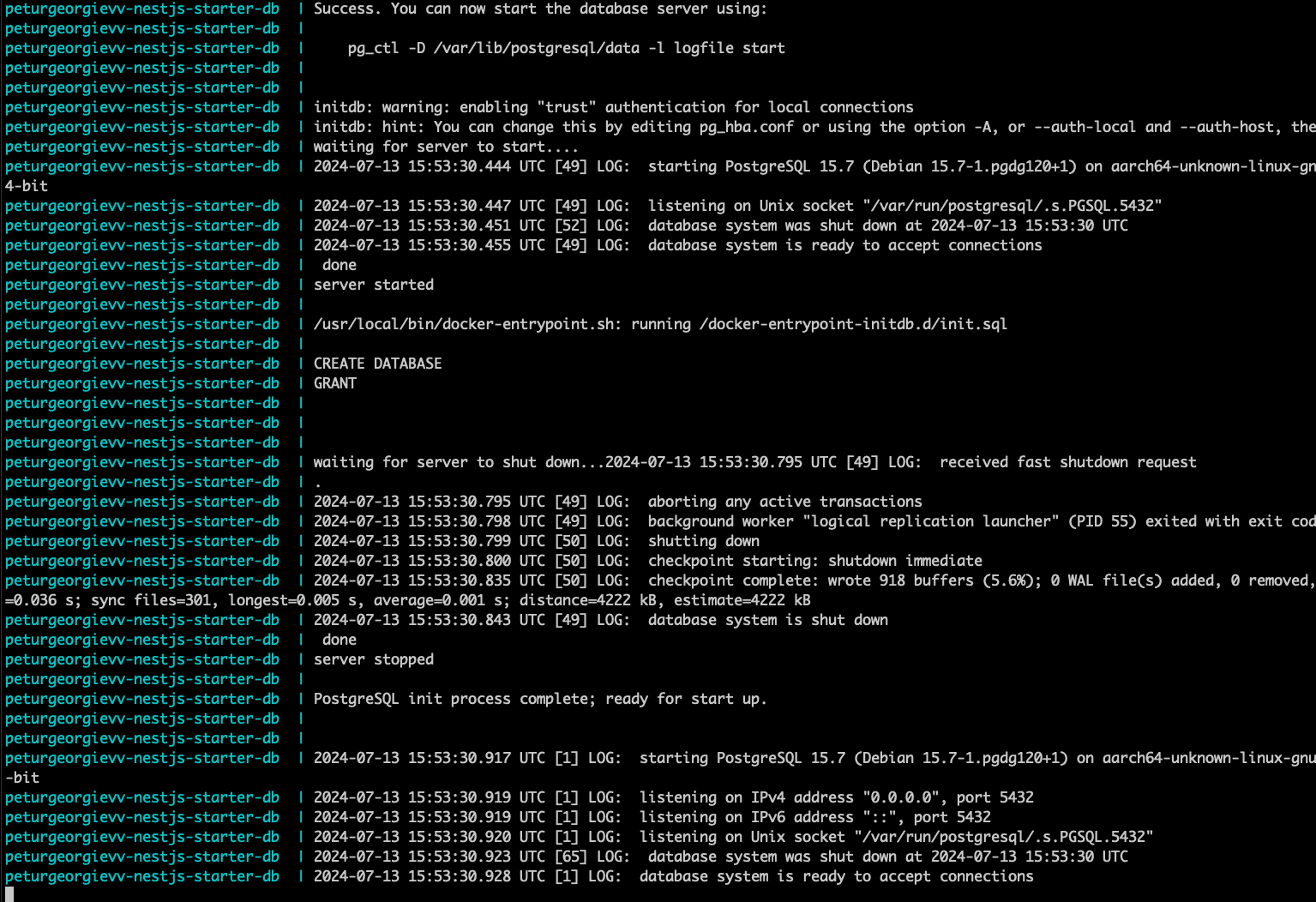 Docker Compose Init Running