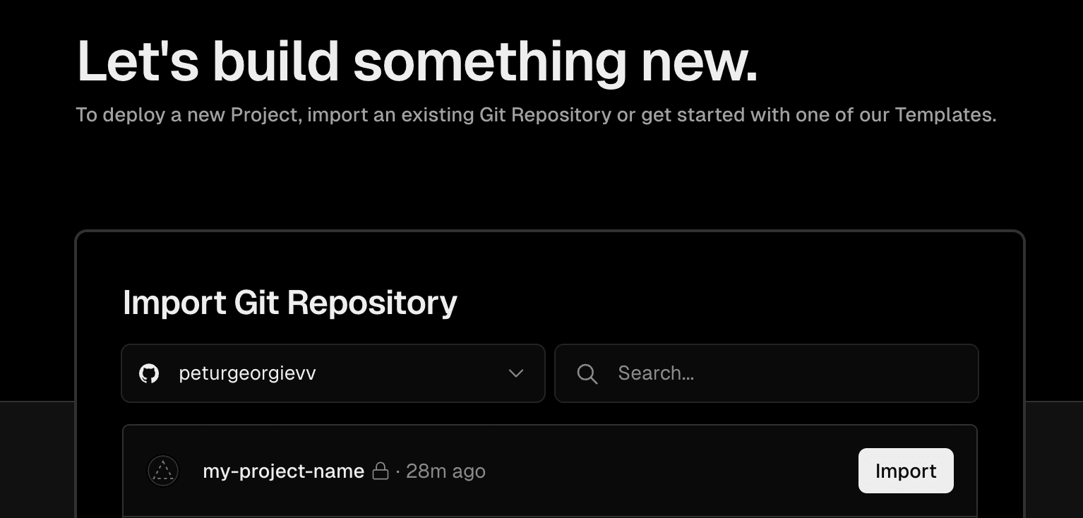 import vercel git repository