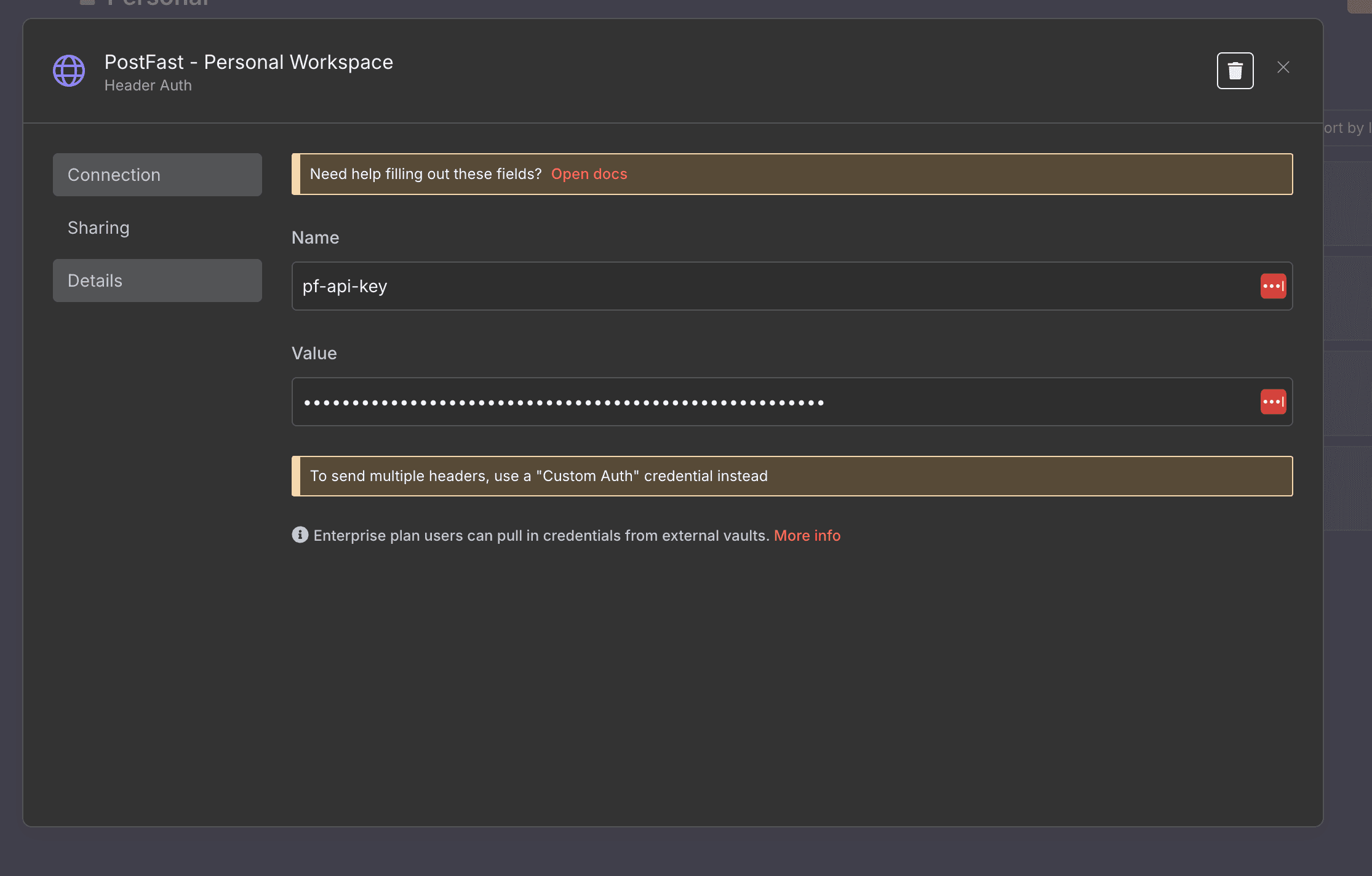 PostFast Workspace API key
